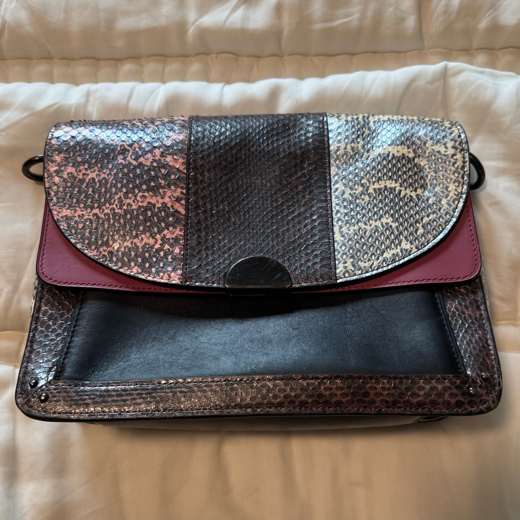 Pink Coach Snakeskin And Leather Crossbody